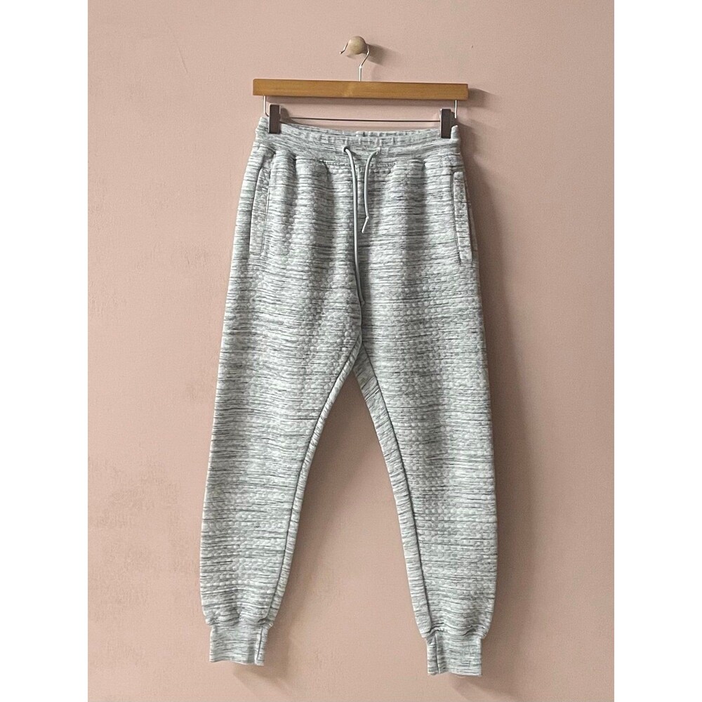 Lotto Italian Sports Design Light Gray Marled Quilted Jogger Pants Size M GUC